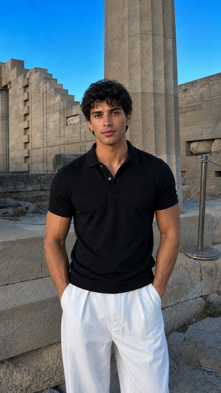 Black polo T-shirt